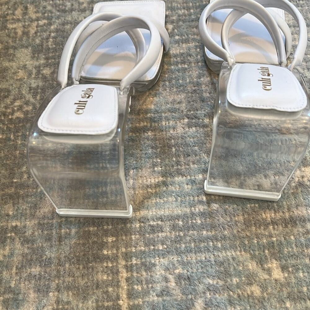 Cult Gaia Letta Crisscross Transparent Leather Strappy Sandals Size 39 White - Picture 6 of 8